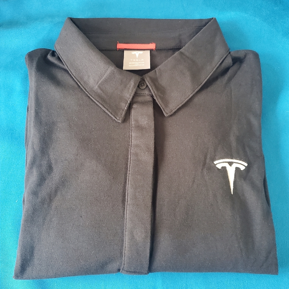 Tesla Polo Shirt Womens 3XL S/S Black Embroidered Tesla Logo (4 Available)